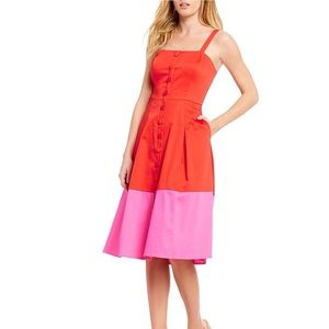 Gianni Bini Colorblock Button Down Midi Dress